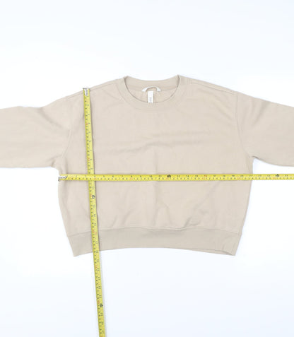 H&M Womens Beige Cotton Blend Pullover Sweatshirt Size 12