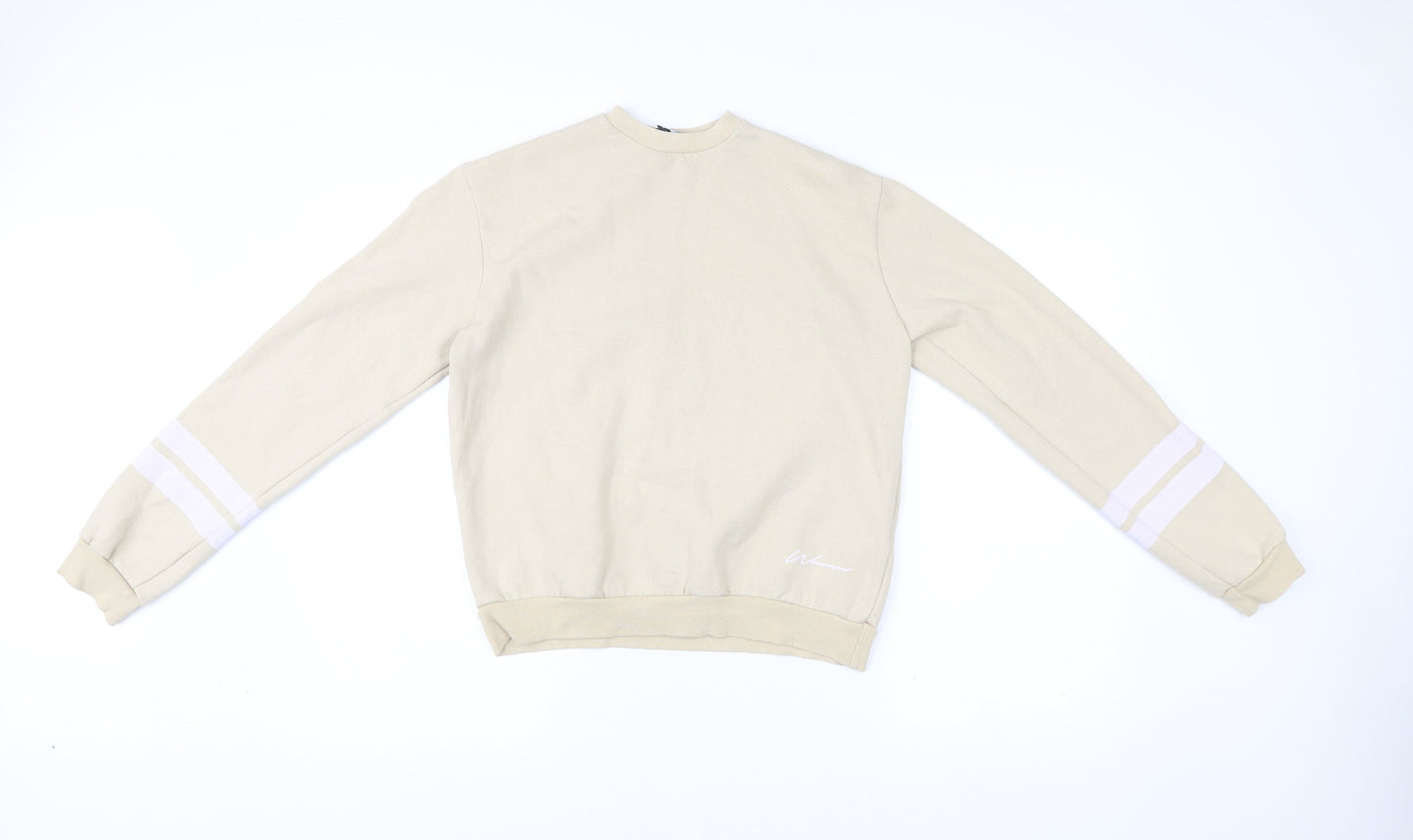 Boohoo Women’s Beige Cotton Sweatshirt Size 8 Crew Neck Casual