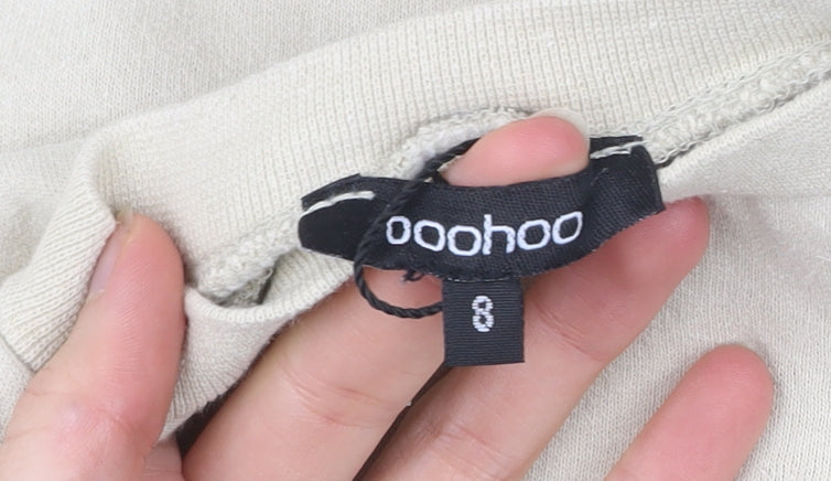 Boohoo Women’s Beige Cotton Sweatshirt Size 8 Crew Neck Casual