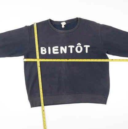 H&M Womens Black Sweatshirt L Cotton Blend Graphic Print Bientôt