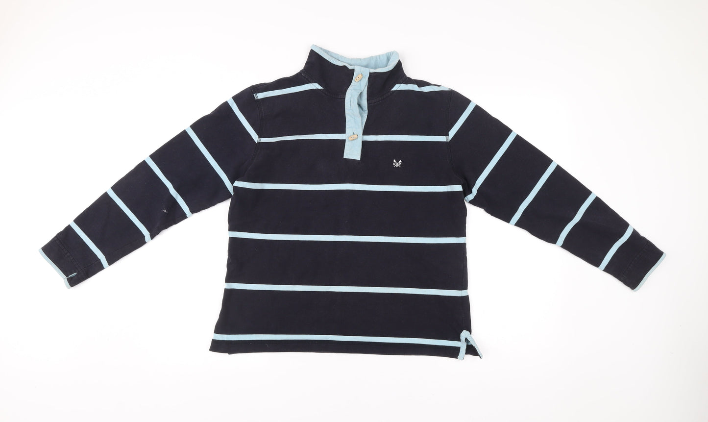 Crew Clothing Co. Womens Blue Striped Henley Jumper Size 14 Cotton