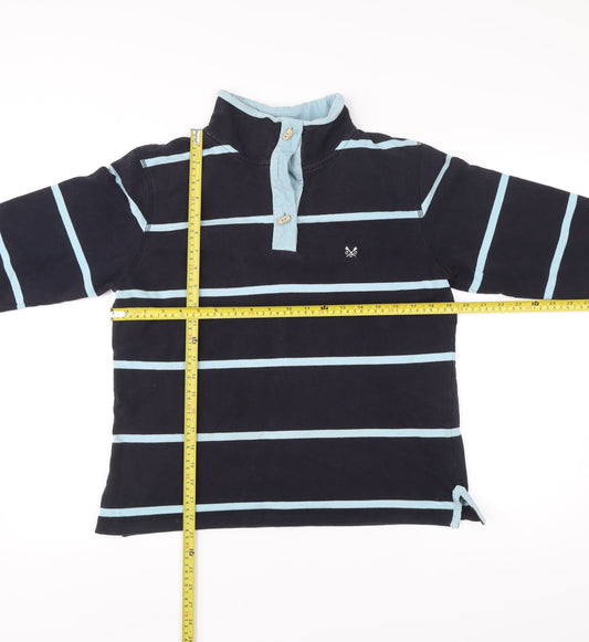 Crew Clothing Co. Womens Blue Striped Henley Jumper Size 14 Cotton