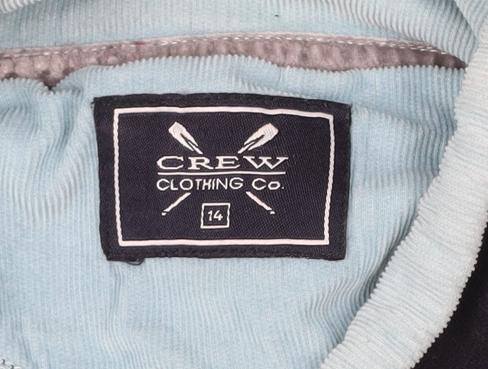 Crew Clothing Co. Womens Blue Striped Henley Jumper Size 14 Cotton