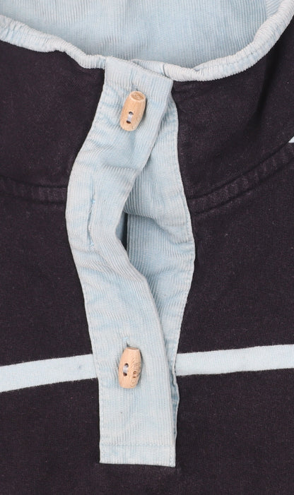 Crew Clothing Co. Womens Blue Striped Henley Jumper Size 14 Cotton