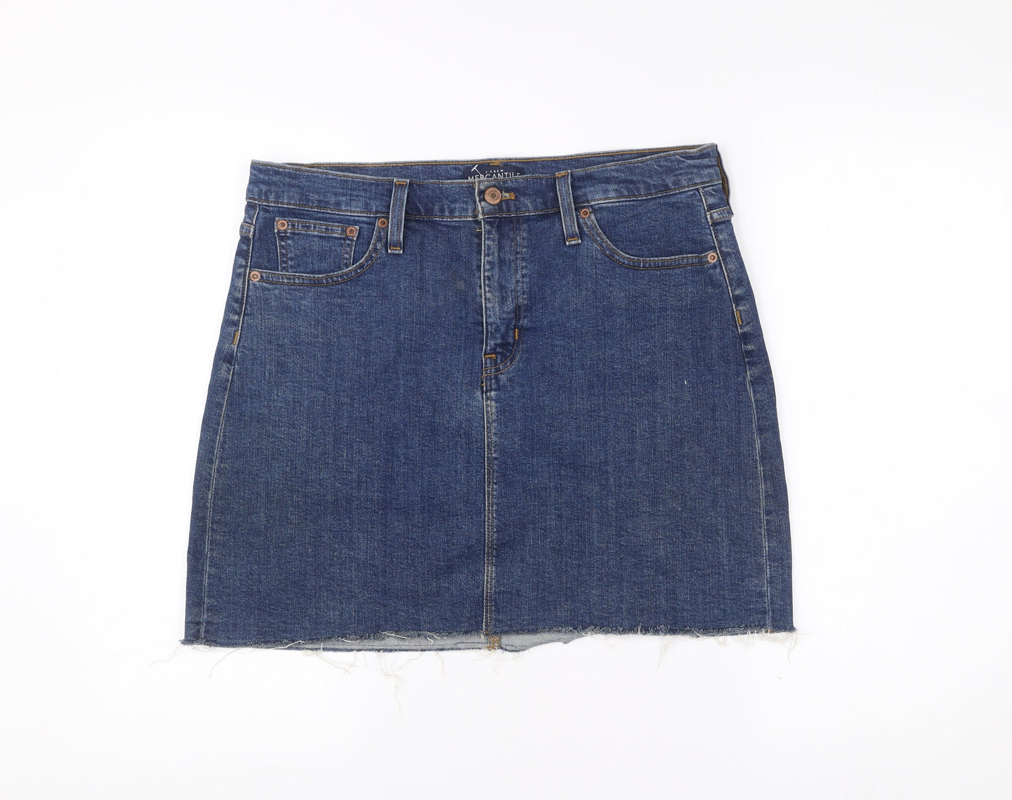 J.Crew Mercantile Women's Blue Denim Skirt Size 10 Straight Pencil