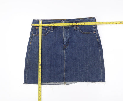 J.Crew Mercantile Women's Blue Denim Skirt Size 10 Straight Pencil