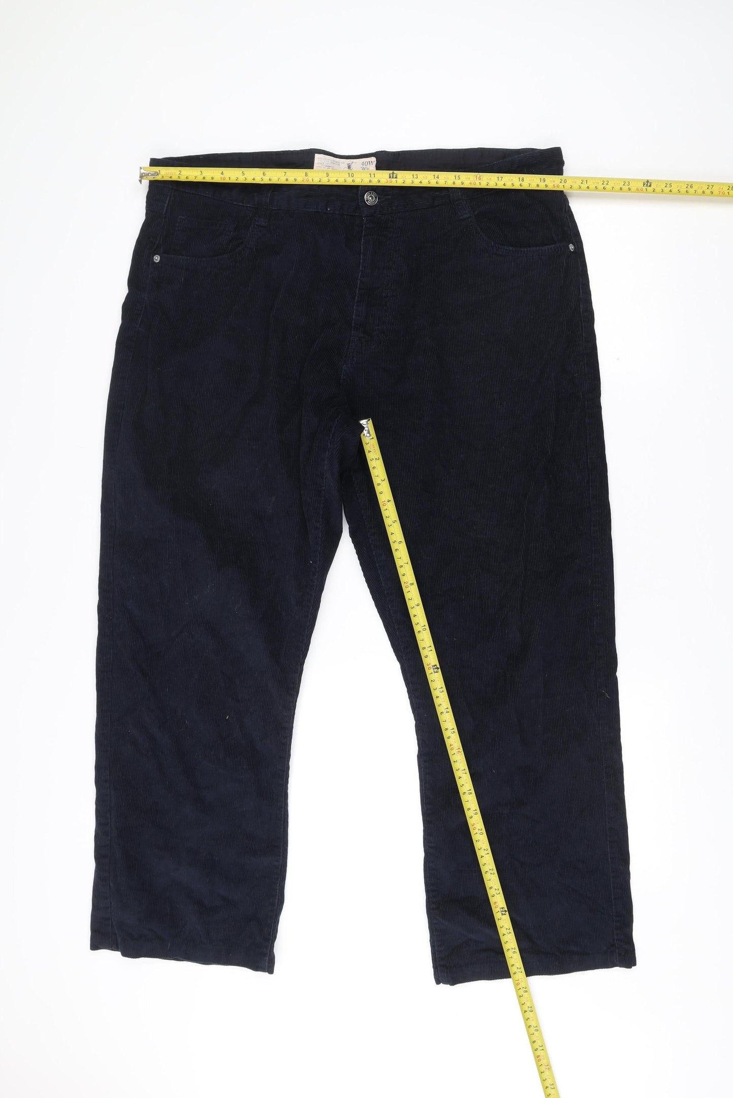 Easy Men’s Blue Corduroy Chino Trousers 40W 30L Regular Fit