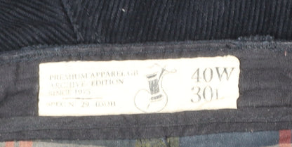 Easy Men’s Blue Corduroy Chino Trousers 40W 30L Regular Fit