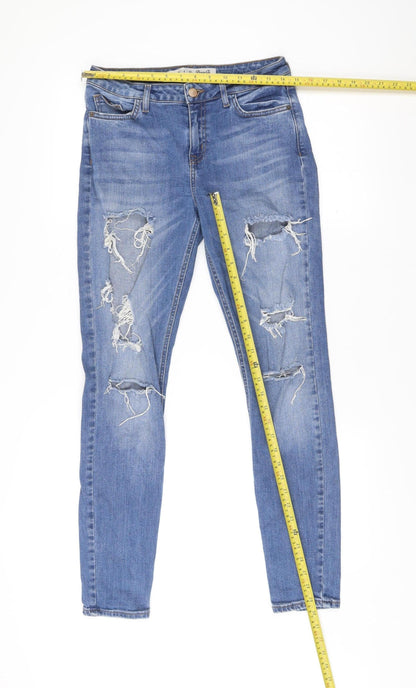Denim Co. Womens Blue Size 10 Distressed Skinny Jeans