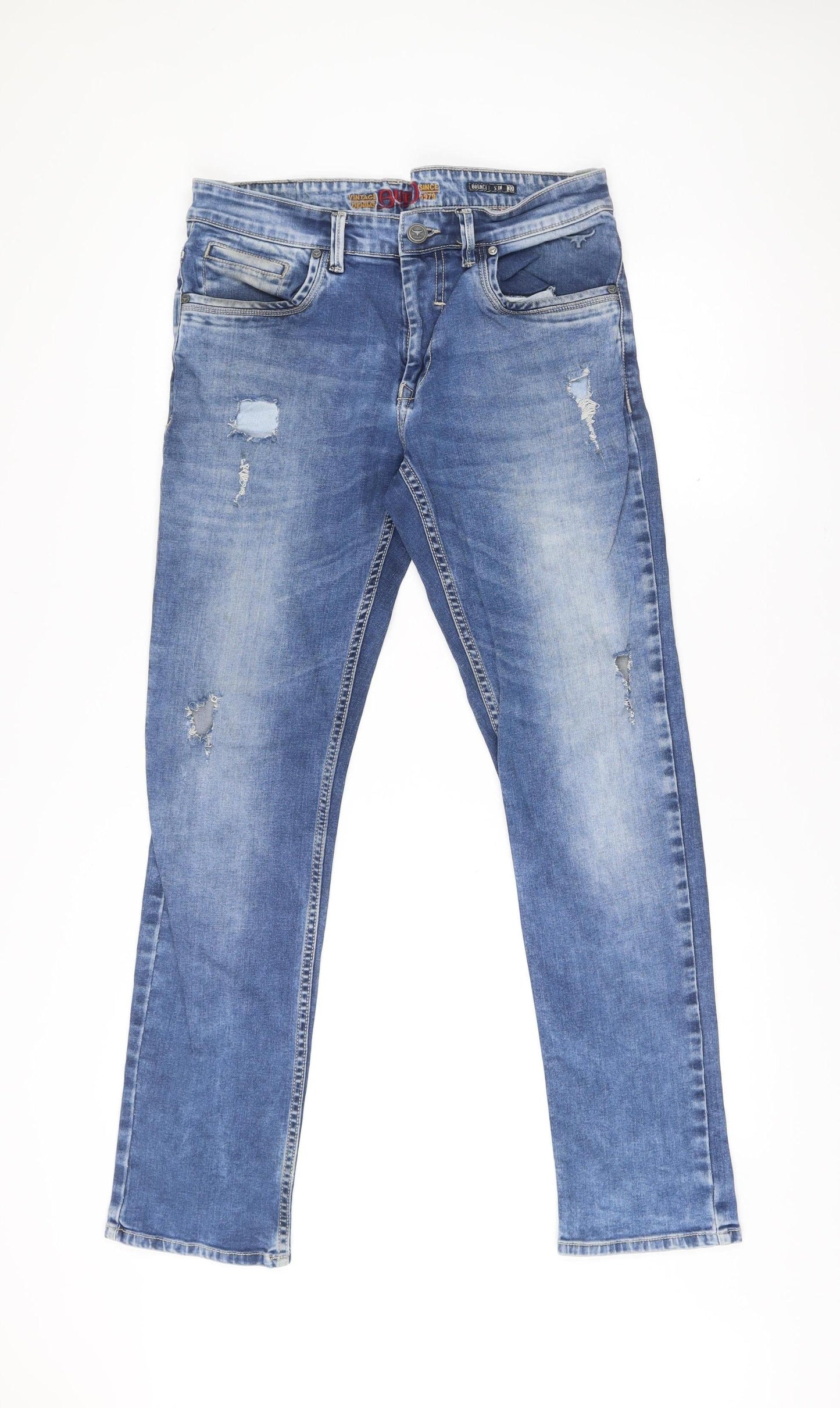 Mens UK Size 32 Buffalo Slim Fit Skinny Blue Jeans