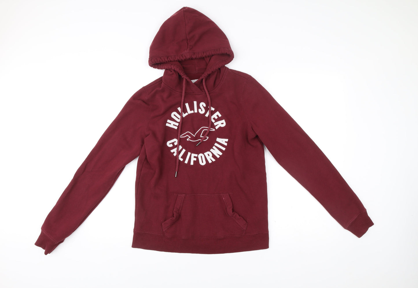 Hollister Women’s Red Pullover Hoodie S Logo Graphic Cotton Blend