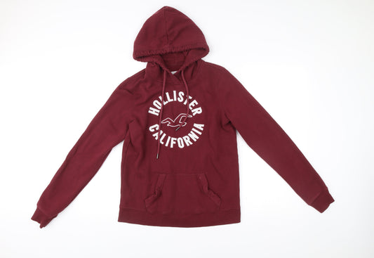 Hollister Women’s Red Pullover Hoodie S Logo Graphic Cotton Blend