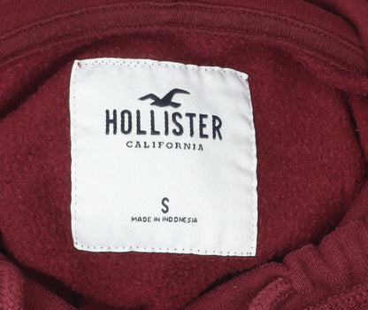 Hollister Women’s Red Pullover Hoodie S Logo Graphic Cotton Blend