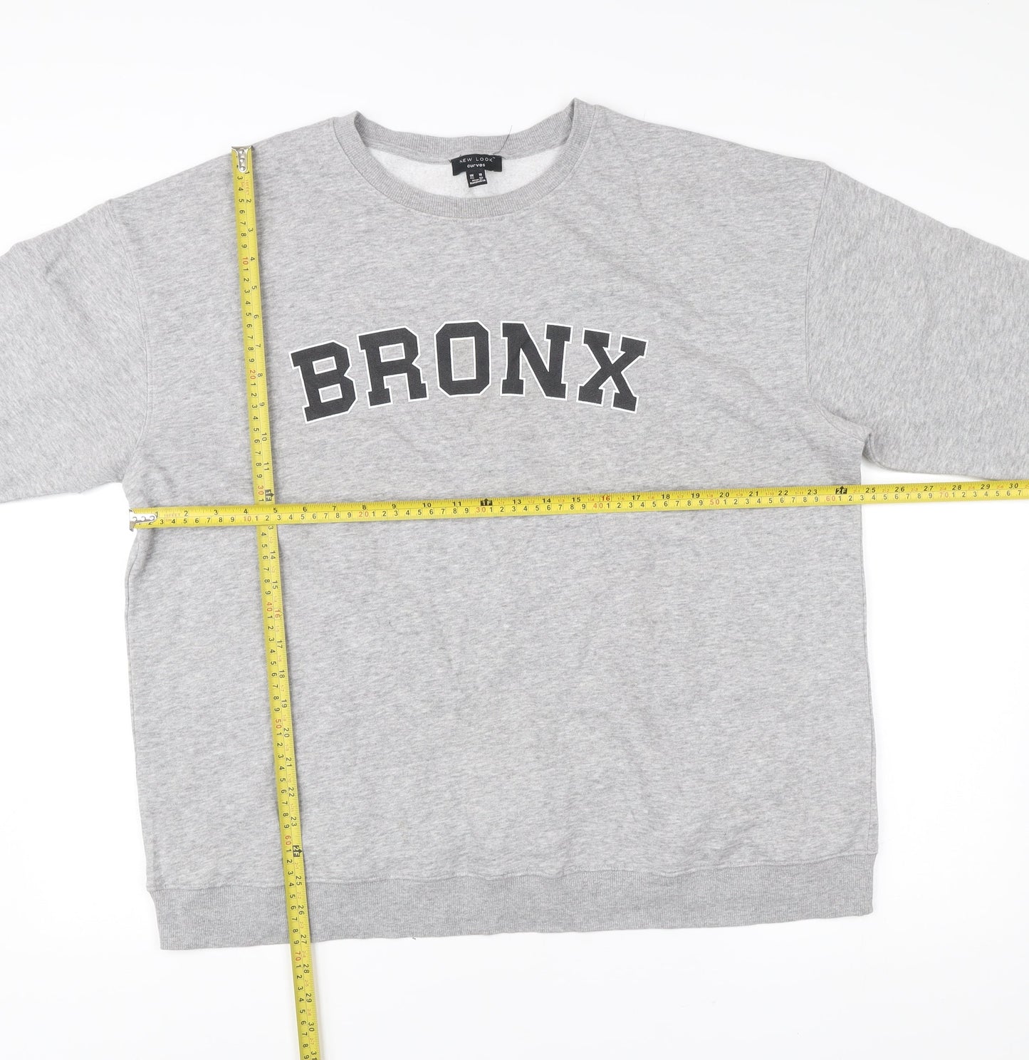 New Look Curves Women’s Grey Bronx Sweatshirt UK 18 Long Sleeve