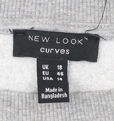 New Look Curves Women’s Grey Bronx Sweatshirt UK 18 Long Sleeve