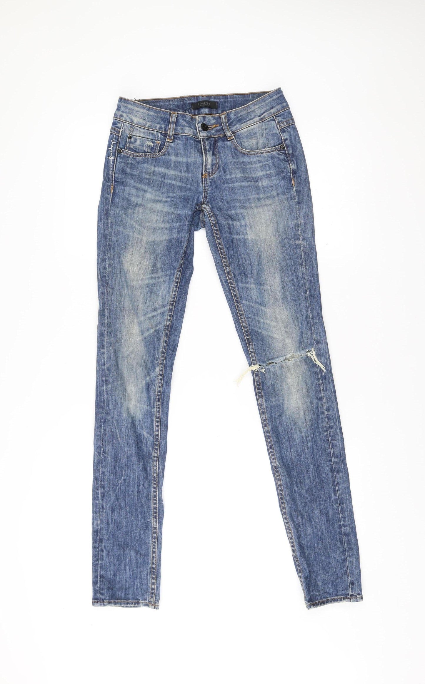 Firetrap Women’s Blue Tapered Slim Fit Distressed Jeans Size 25