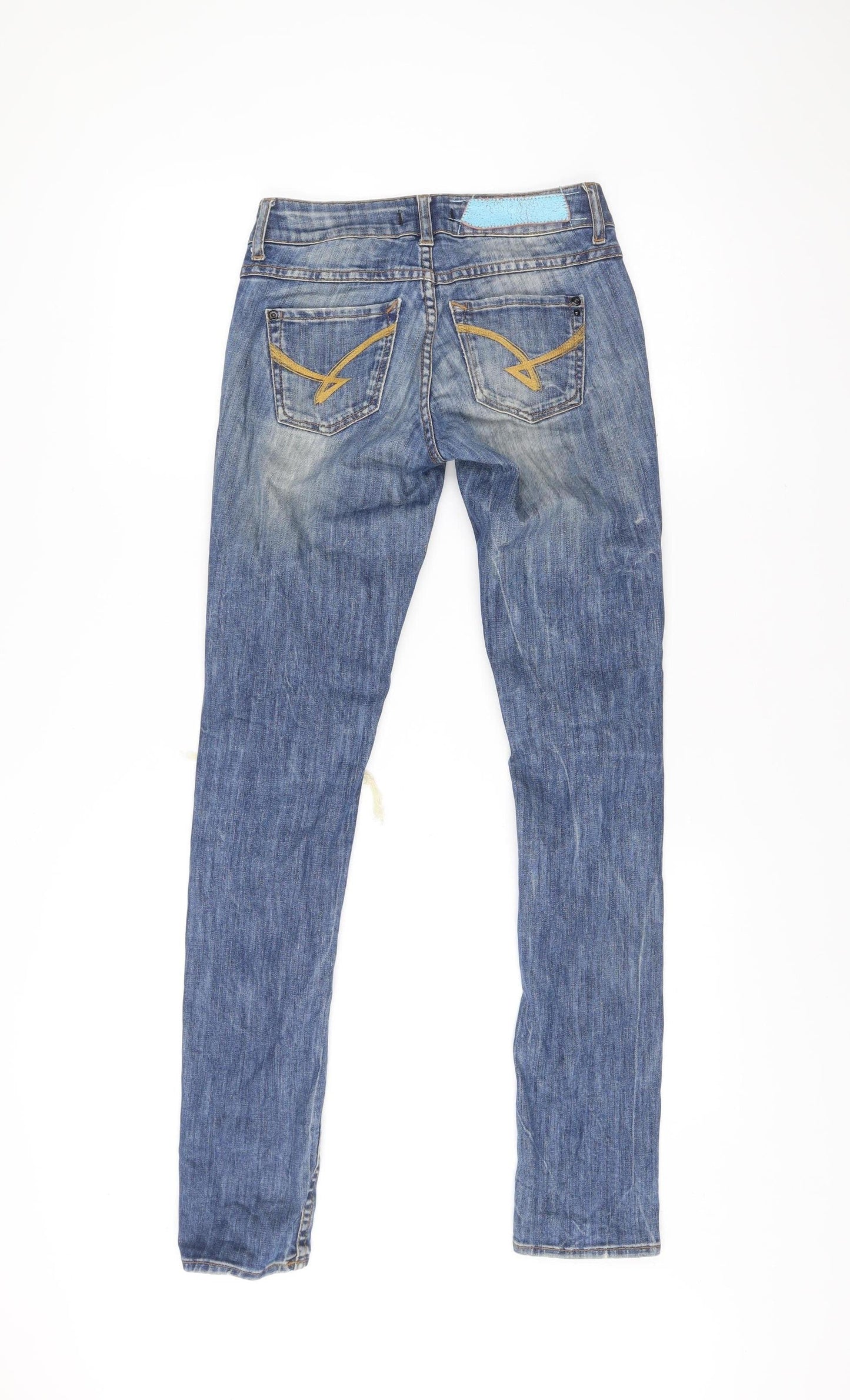 Firetrap Women’s Blue Tapered Slim Fit Distressed Jeans Size 25