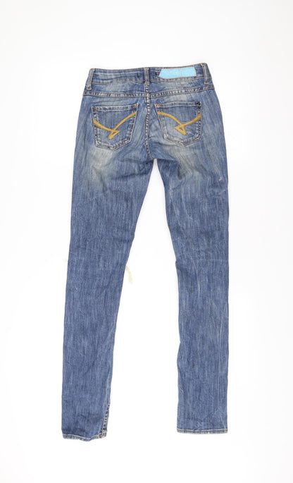 Firetrap Women’s Blue Tapered Slim Fit Distressed Jeans Size 25