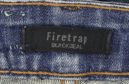 Firetrap Women’s Blue Tapered Slim Fit Distressed Jeans Size 25