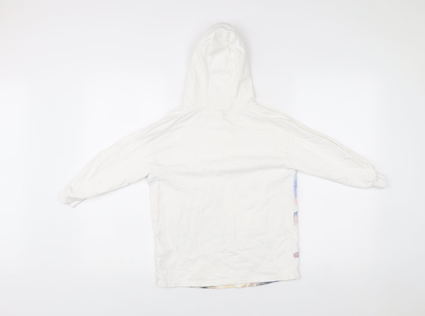 Next Girls White Cotton Pullover Hoodie 7 Years Rainbow Graphic Print