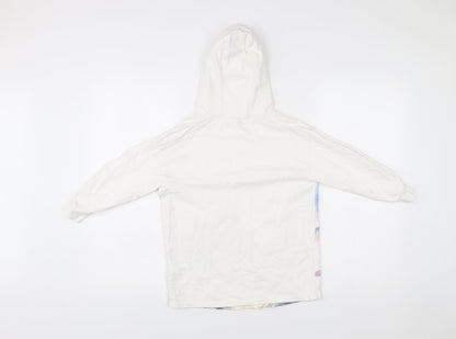 Next Girls White Cotton Pullover Hoodie 7 Years Rainbow Graphic Print
