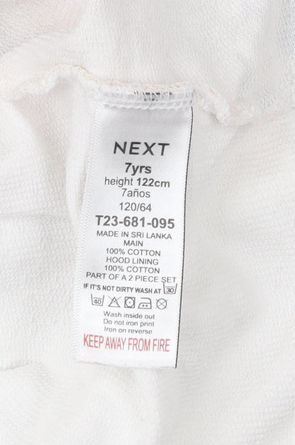 Next Girls White Cotton Pullover Hoodie 7 Years Rainbow Graphic Print