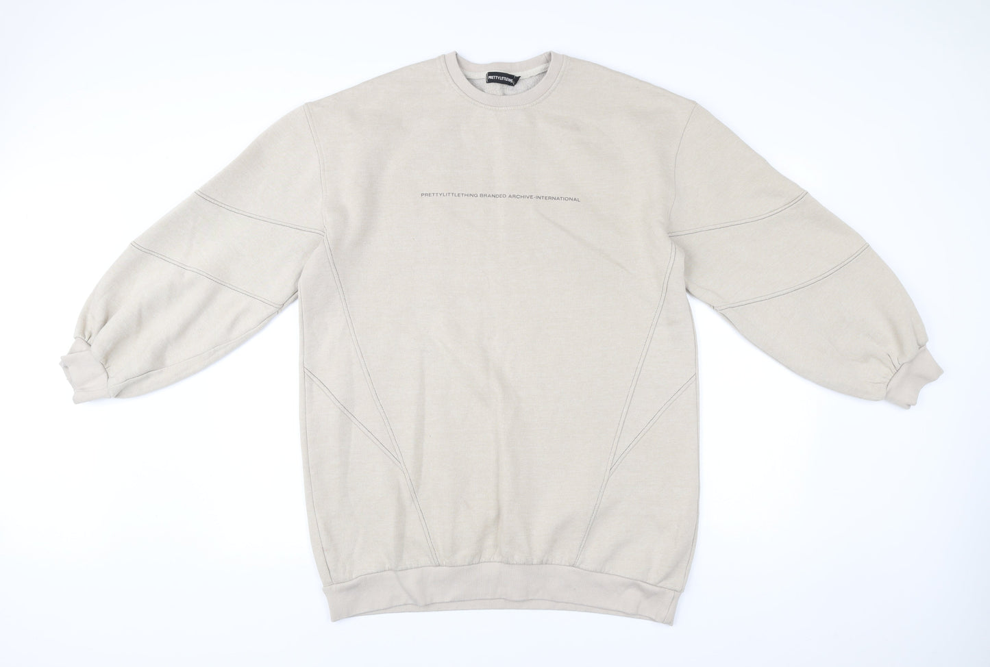 PrettyLittleThing Womens Beige Logo Sweatshirt Size 12 Pullover