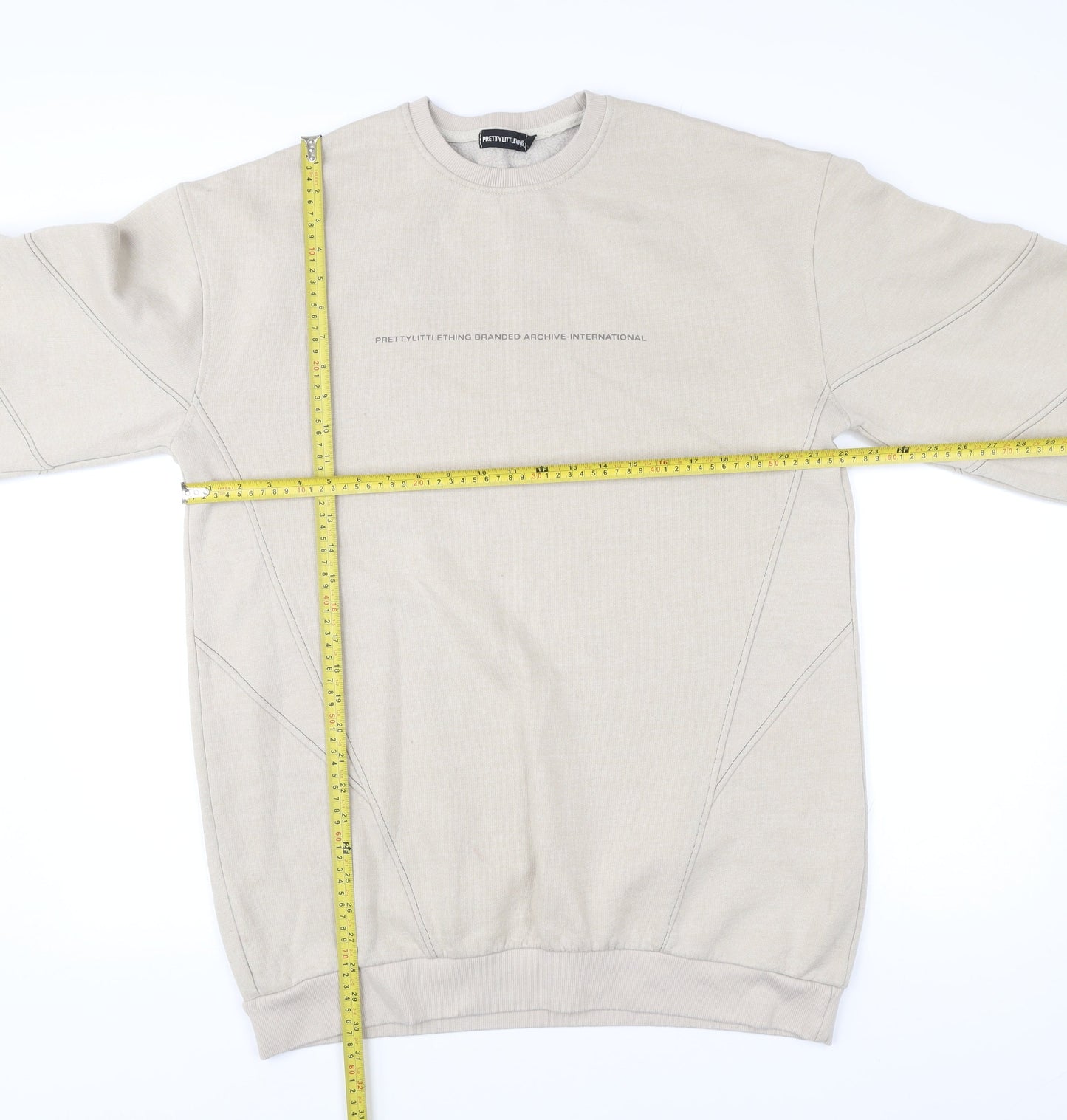 PrettyLittleThing Womens Beige Logo Sweatshirt Size 12 Pullover