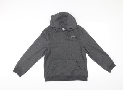 Slazenger Boys Grey Pullover Hoodie 13 Years Sports Casual Hooded Sweatshirt