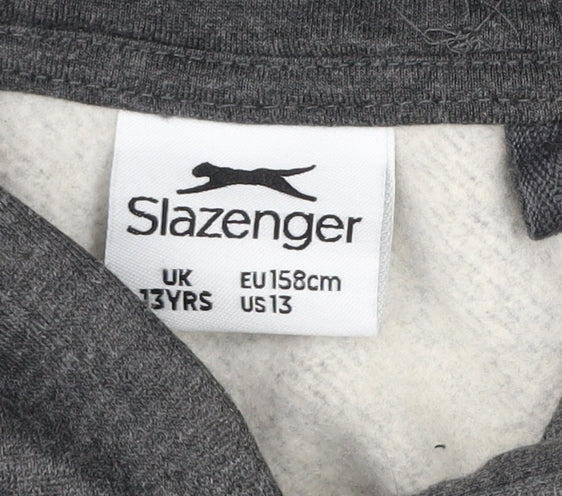 Slazenger Boys Grey Pullover Hoodie 13 Years Sports Casual Hooded Sweatshirt