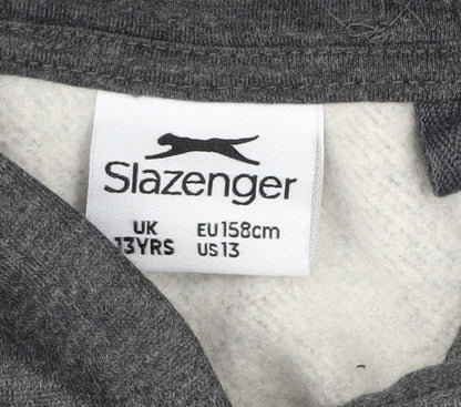 Slazenger Boys Grey Pullover Hoodie 13 Years Sports Casual Hooded Sweatshirt