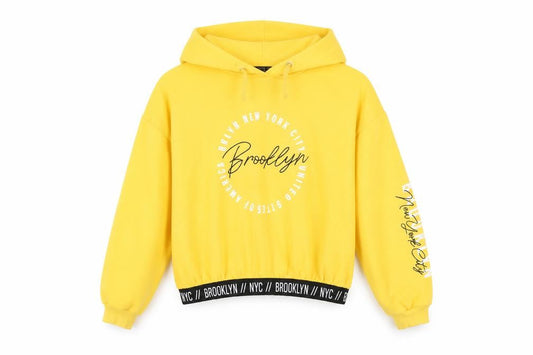 New Look Girls Yellow Hoodie Age 14-15 Years Brooklyn Pullover Graphic