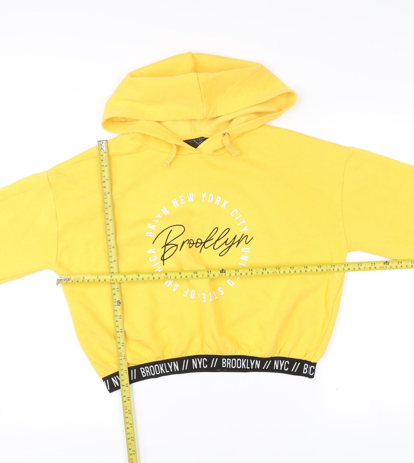 New Look Girls Yellow Hoodie Age 14-15 Years Brooklyn Pullover Graphic