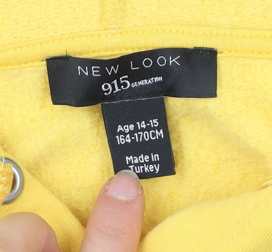 New Look Girls Yellow Hoodie Age 14-15 Years Brooklyn Pullover Graphic