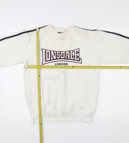 Lonsdale Boys White Sweatshirt 11-12 Years Crew Neck Pullover Logo