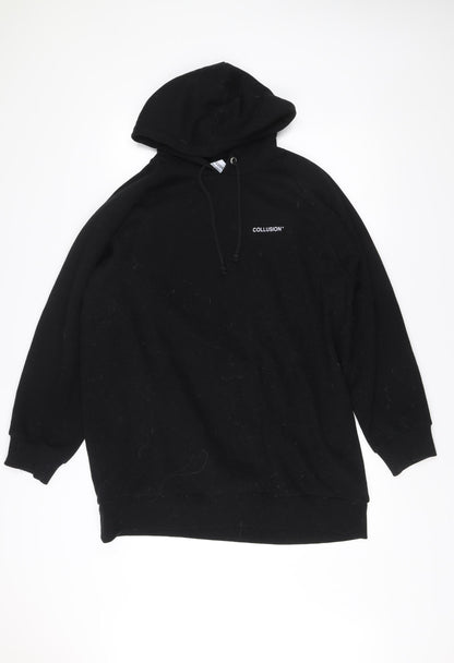 Unisex Adults UK Size L COLLUSION Black Pullover Hoodie