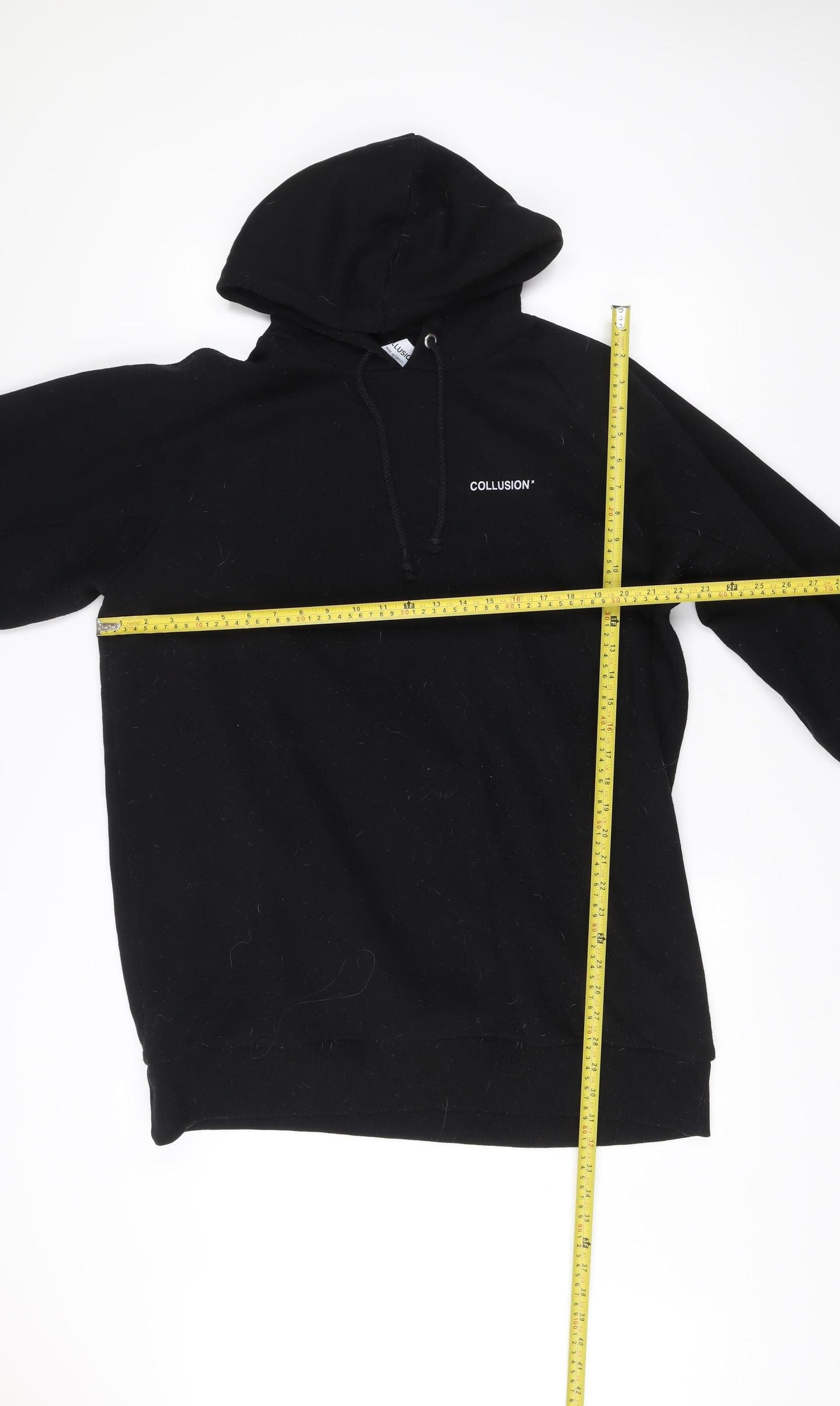 Unisex Adults UK Size L COLLUSION Black Pullover Hoodie