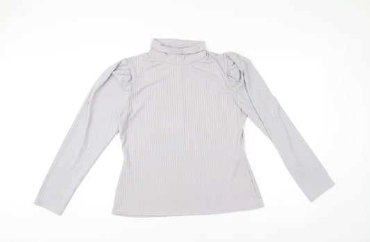 Boohoo Women’s Grey Mock Neck Puff Sleeve Plus Size 20 Blouse