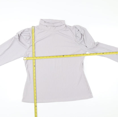 Boohoo Women’s Grey Mock Neck Puff Sleeve Plus Size 20 Blouse