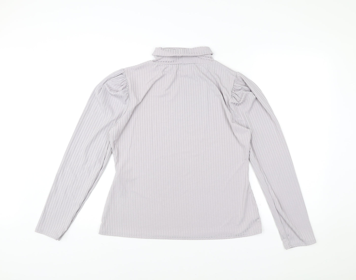 Boohoo Women’s Grey Mock Neck Puff Sleeve Plus Size 20 Blouse