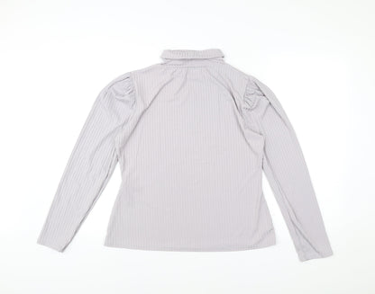 Boohoo Women’s Grey Mock Neck Puff Sleeve Plus Size 20 Blouse