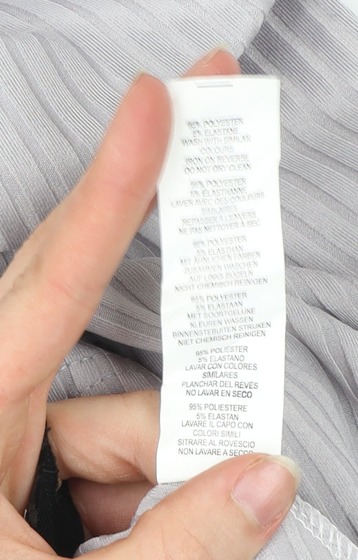 Boohoo Women’s Grey Mock Neck Puff Sleeve Plus Size 20 Blouse