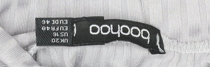 Boohoo Women’s Grey Mock Neck Puff Sleeve Plus Size 20 Blouse