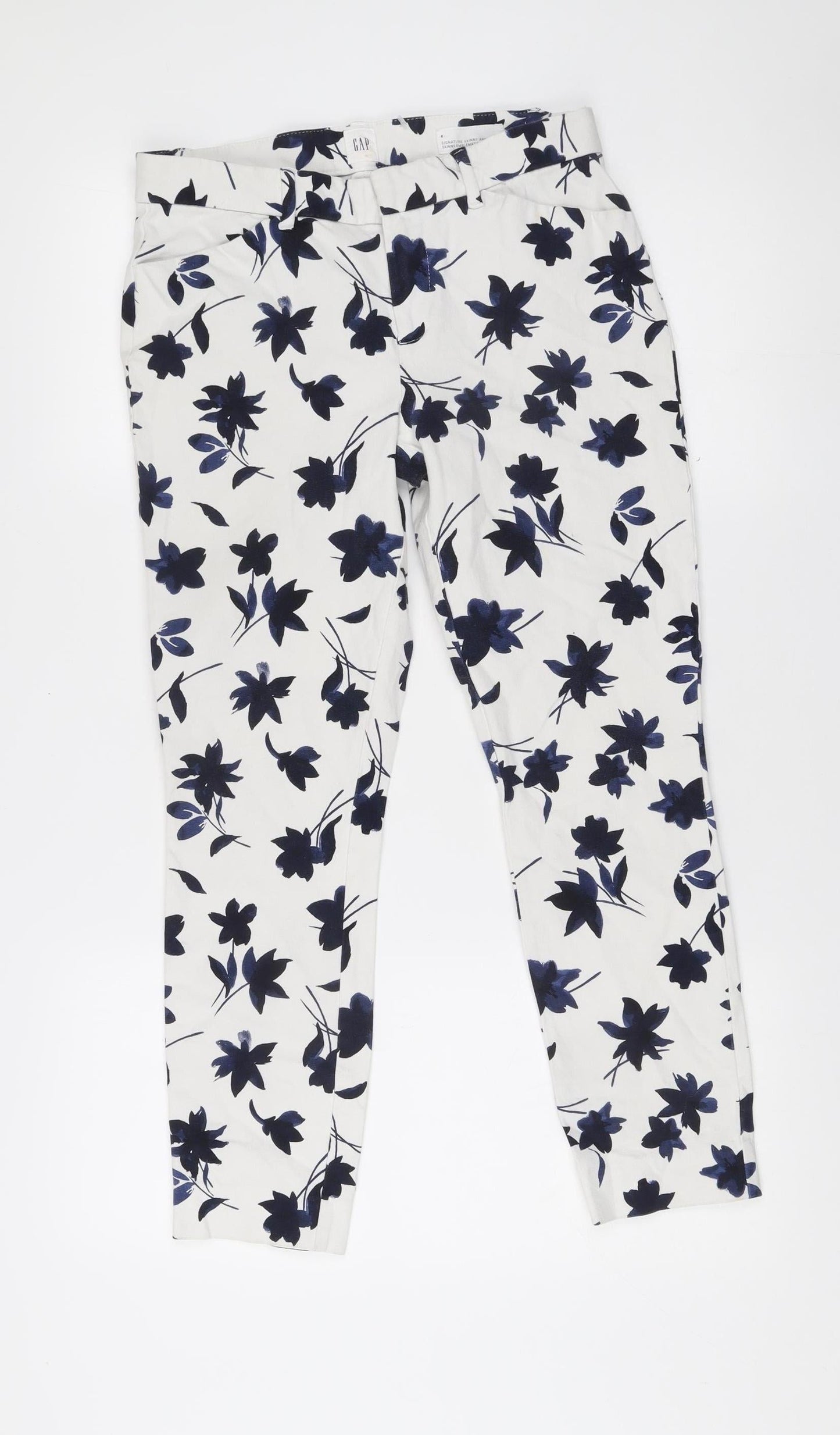 Womens UK Size 10 Gap Slim Fit Ankle White Trousers
