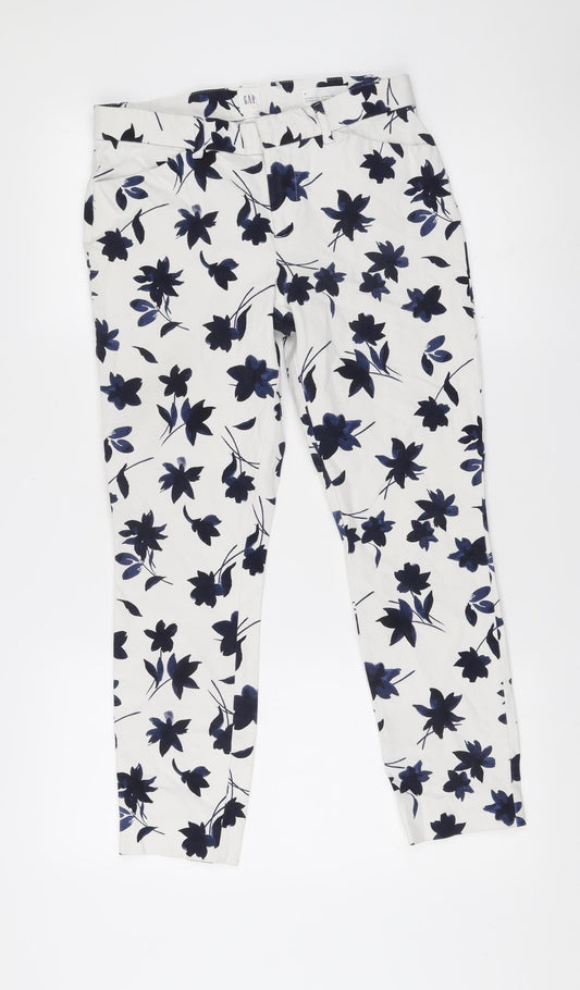 Womens UK Size 10 Gap Slim Fit Ankle White Trousers
