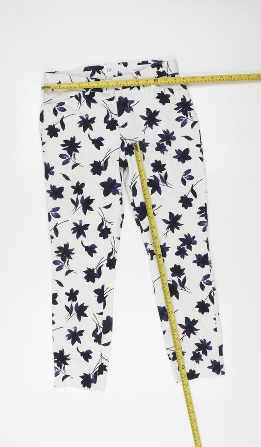 Womens UK Size 10 Gap Slim Fit Ankle White Trousers