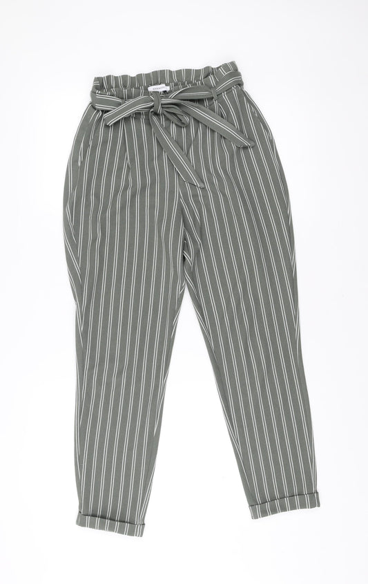 Reserved Women’s Green Striped Paperbag Trousers Size S