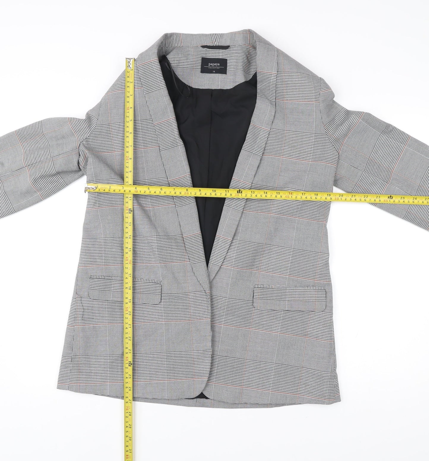 Papaya Women Grey Check Blazer Size 14 Workwear Jacket