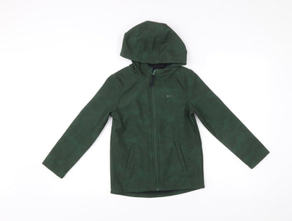 Mountain Warehouse Boys Green Camouflage Softshell Jacket 7-8 Yrs Hooded