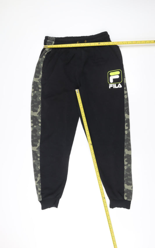 Fila Mens Black Camouflage Side Stripe Jogger Sweatpants M Regular